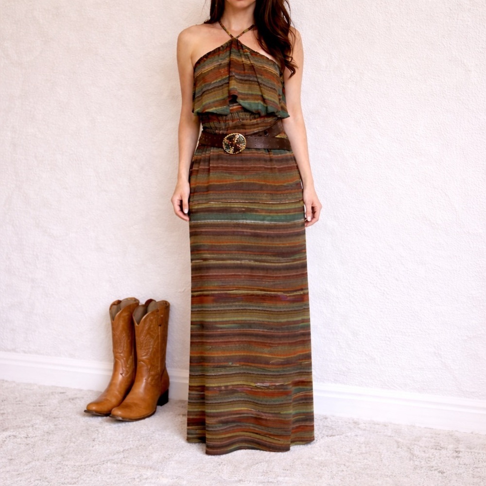 VeronicaCam Multicolor  Jersey Halter Maxi Dress – XS